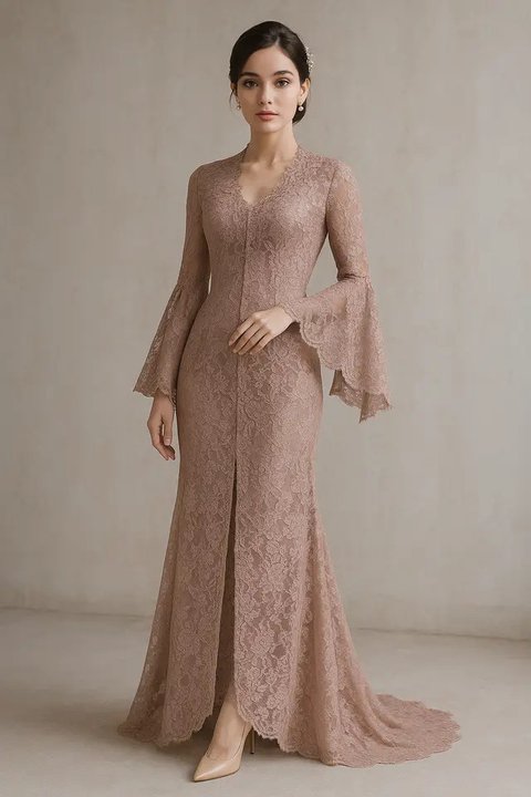 Model Kebaya Brokat Lengan Lonceng Belah/AI