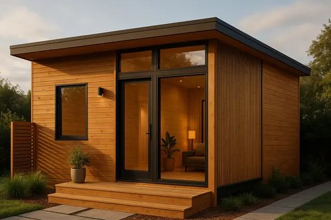 Desain Rumah Kecil dari Kayu dan Bambu yang Tetap Modern (created by AI)