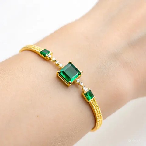 Gelang Batu Permata Emas Kuning Elegan 2025 (Meta AI)