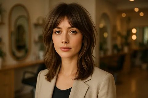 Model Rambut Shag Modern dengan Curtain Bangs (created by AI)