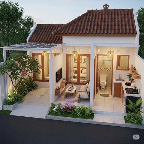 Inspirasi Desain Rumah Kecil 4x6 2 Kamar yang Mungil. Foto: Gemini
