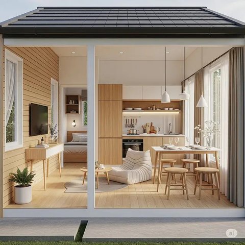 Inspirasi Desain Rumah Kecil 4x6 2 Kamar yang Mungil. Foto: Gemini
