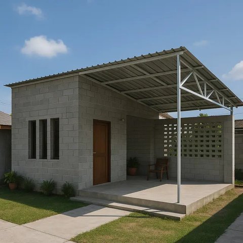 Desain Rumah Minimalis dari Batako dan Baja Ringan yang Kokoh & Murah
