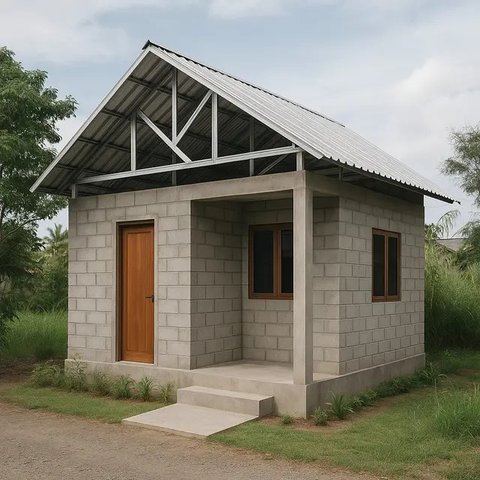 Desain Rumah Minimalis dari Batako dan Baja Ringan yang Kokoh & Murah