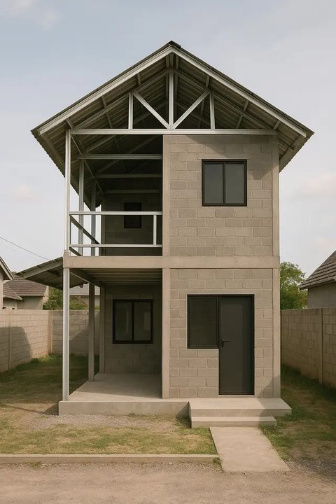 Desain Rumah Minimalis dari Batako dan Baja Ringan yang Kokoh & Murah