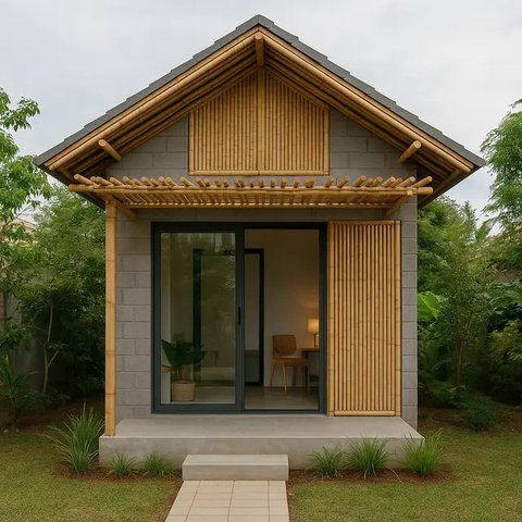 Model Rumah Kecil Tapi Cantik 4x6 Meter dari Batako dan Bambu/AI