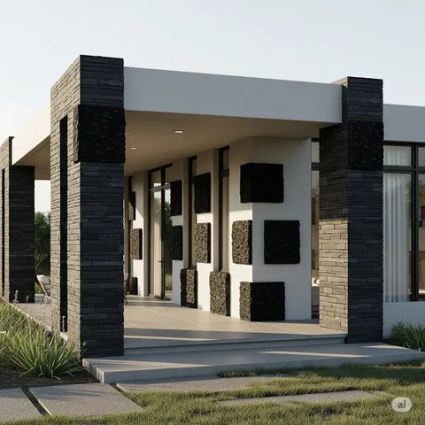 Rumah 43 Minimalis Hemat Budget dengan Aksen Batu Alam