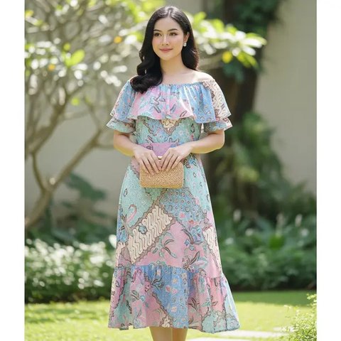 Model Batik Pastel Lengan Sabrina Elegan. Foto: Gemini