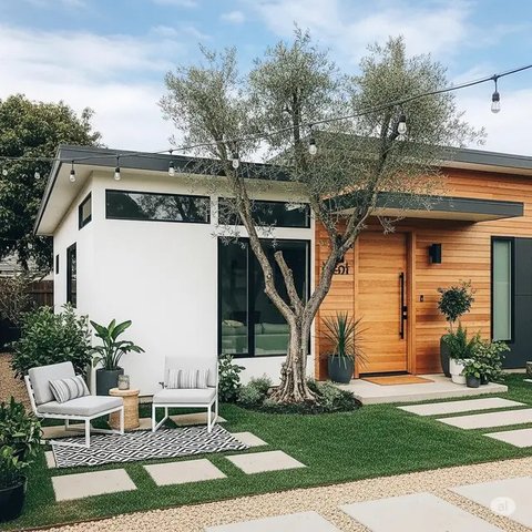 Model Rumah Kecil dengan Rooftop ala Pinterest (created by AI)