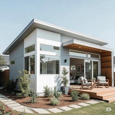 Model Rumah Kecil dengan Rooftop ala Pinterest (created by AI)