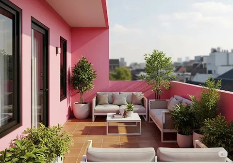 Model Rumah Kecil dengan Rooftop ala Pinterest (created by AI)