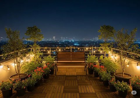 Model Rumah Kecil dengan Rooftop ala Pinterest (created by AI)
