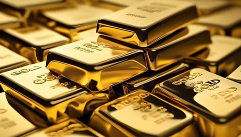 Harga jual emas batangan Antam ukuran satu gram dibanderol di harga Rp 599.000 per gram, Jakarta, Senin (10/10). Jumlah itu tidak mengalami perubahan dari harga perdagangan akhir pekan kemari