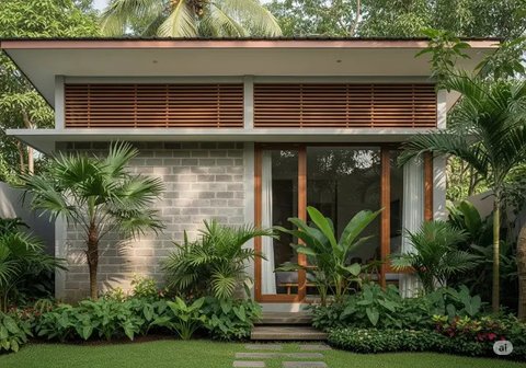 Inspirasi Rumah Kecil yang Bagus dari Hebel Tanpa Plester. Foto: Gemini