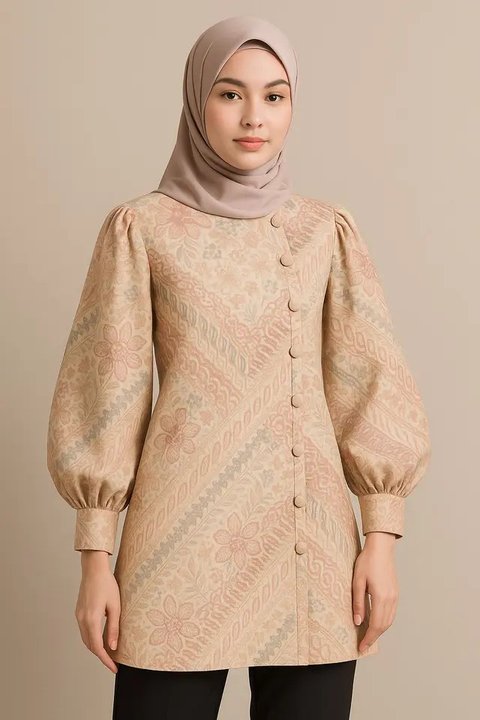 Model Tunik Batik Kancing Samping Terbaru 2025/AI
