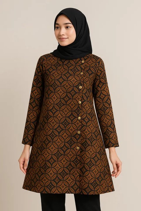 Model Tunik Batik Kancing Samping Terbaru 2025/AI