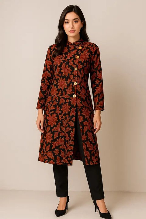 Model Tunik Batik Kancing Samping Terbaru 2025/AI