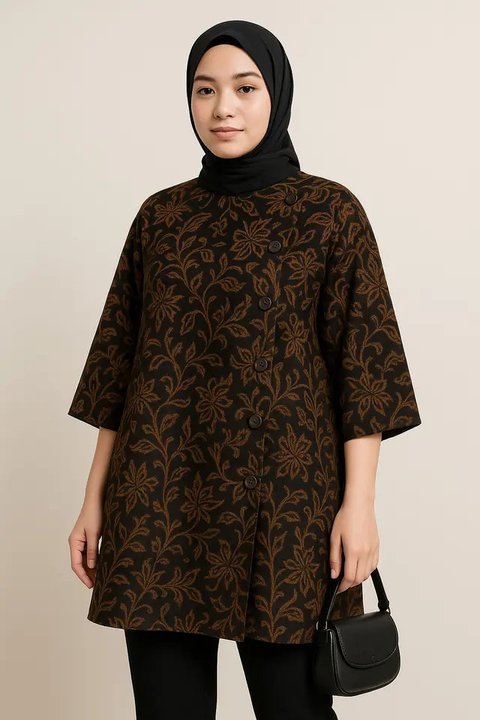 Model Tunik Batik Kancing Samping Terbaru 2025/AI