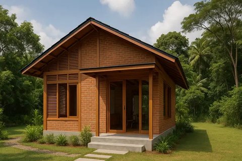 Model Rumah Kecil Tapi Cantik 5x7 Meter dari Bata Ekspos dan Kayu
