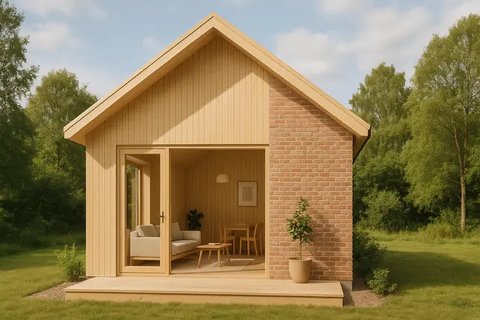 Model Rumah Kecil Tapi Cantik 5x7 Meter dari Bata Ekspos dan Kayu