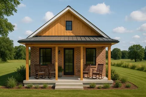 Model Rumah Kecil Tapi Cantik 5x7 Meter dari Bata Ekspos dan Kayu