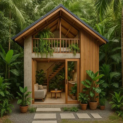 Model Rumah Mungil di Desa dengan Mezzanine Minimalis (Foto: ChatGPT)