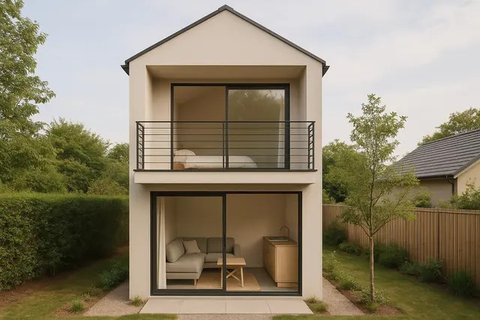 Model Rumah Mungil di Desa dengan Mezzanine Minimalis (Foto: ChatGPT)