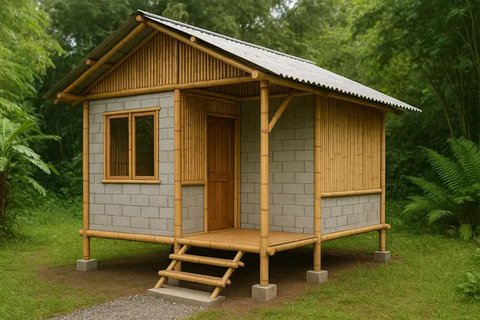 7 Model Rumah Kecil Tapi Cantik 3x6 Meter dari Bambu dan Batako, Tampilan Estetik, Hemat Biaya dan Ramah Lingkungan (sumber:AI)