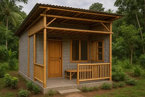 7 Model Rumah Kecil Tapi Cantik 3x6 Meter dari Bambu dan Batako, Tampilan Estetik, Hemat Biaya dan Ramah Lingkungan (sumber:AI)