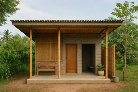 7 Model Rumah Kecil Tapi Cantik 3x6 Meter dari Bambu dan Batako, Tampilan Estetik, Hemat Biaya dan Ramah Lingkungan (sumber:AI)