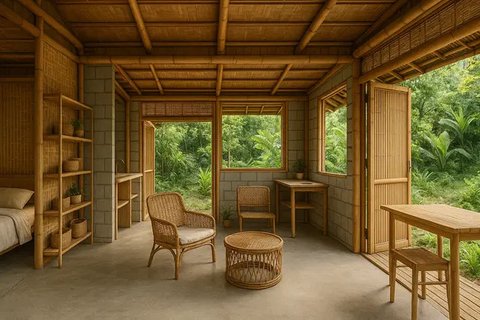 7 Model Rumah Kecil Tapi Cantik 3x6 Meter dari Bambu dan Batako, Tampilan Estetik, Hemat Biaya dan Ramah Lingkungan (sumber:AI)