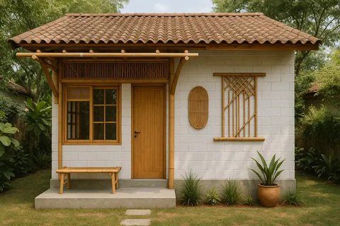 7 Model Rumah Kecil Tapi Cantik 3x6 Meter dari Bambu dan Batako, Tampilan Estetik, Hemat Biaya dan Ramah Lingkungan (sumber:AI)