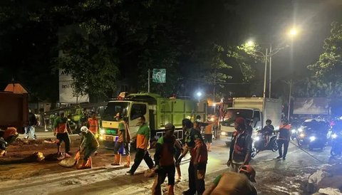Dinas Lingkungan Hidup atau DLH DKI Jakarta membersihkan sampah dari kawasan Gedung DPR/MPR (Istimewa)