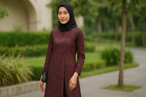 8 Model Tunik Batik Kancing Samping dengan Belahan Panjang, Bikin Tampilan Jadi Langsing dan Anggun (sumber:AI)