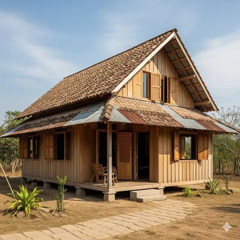 Rumah Kayu 4x6 Ala Pedesaan (Foto: Gemini AI)