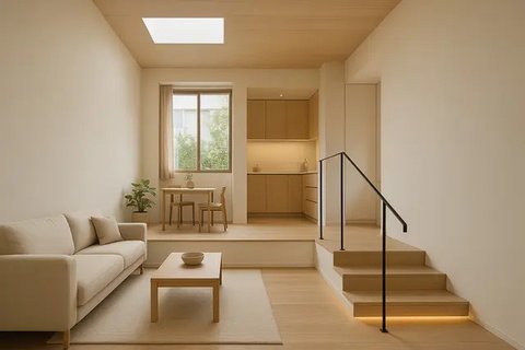 Model Rumah Kecil 4x6 Meter dengan Konsep Split Level (created by AI)