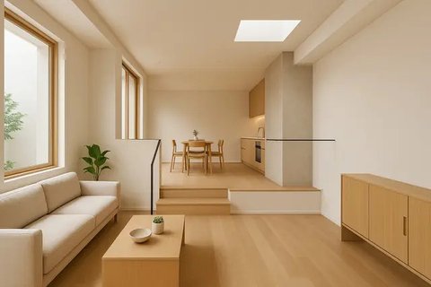 Model Rumah Kecil 4x6 Meter dengan Konsep Split Level (created by AI)