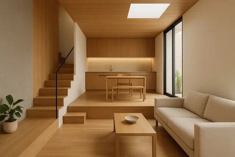 Model Rumah Kecil 4x6 Meter dengan Konsep Split Level (created by AI)