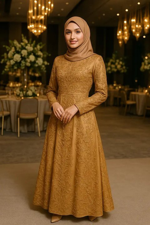 Model Baju Pesta Muslimah yang Anggun dan Elegan (created by AI)