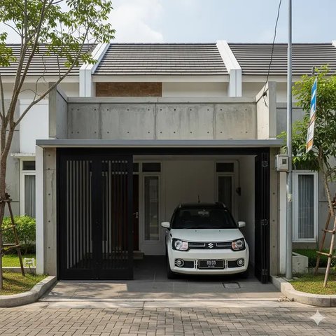 Desain Rumah Sempit Ada Garasi Mobil Kecil (Gemini)