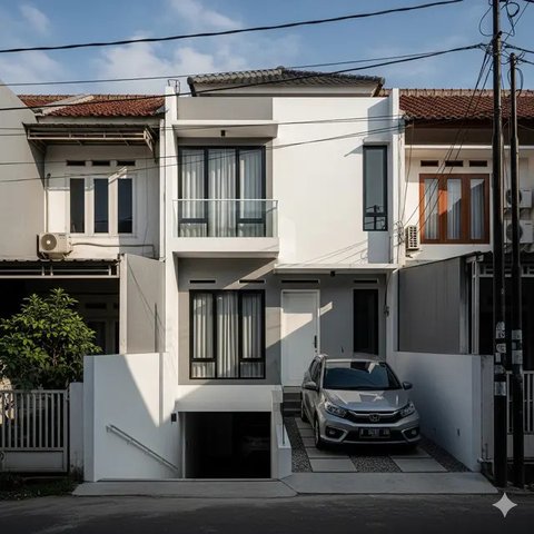 Desain Rumah Sempit Ada Garasi Mobil Kecil (Gemini)