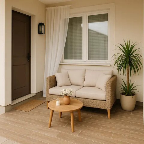 Inspirasi Desain Teras Rumah Sederhana 6 x 9 Meter. Foto: Gemini