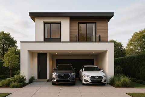 Inspirasi Desain Rumah 6x12 dengan Garasi 2 Mobil (created by AI)