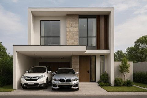 Inspirasi Desain Rumah 6x12 dengan Garasi 2 Mobil (created by AI)