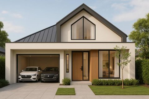 Inspirasi Desain Rumah 6x12 dengan Garasi 2 Mobil (created by AI)