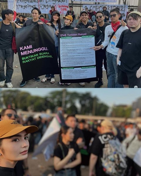 Debi Sagita turun ke jalan ikut demo gaungkan '17+8 Tuntutan Rakyat'. [IG: @debisagita]