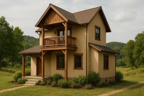 Model Rumah Sederhana Semi Permanen tapi Mewah di Desa (created by AI)