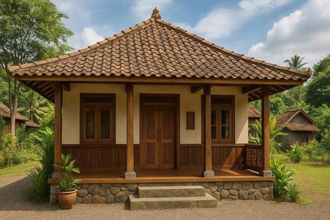 Model Rumah Sederhana Semi Permanen tapi Mewah di Desa (created by AI)