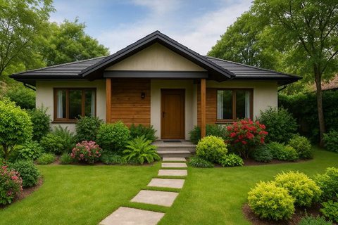 Model Rumah Sederhana Semi Permanen tapi Mewah di Desa (created by AI)