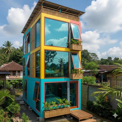 Model Rumah Sederhana Semi Permanen tapi Mewah di Desa (created by AI)